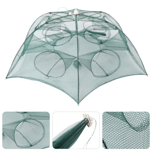 PODRYWKA Wędkarska PUŁAPKA SIATKA Na Żywca Składana 12 Otworów 90cm 240013