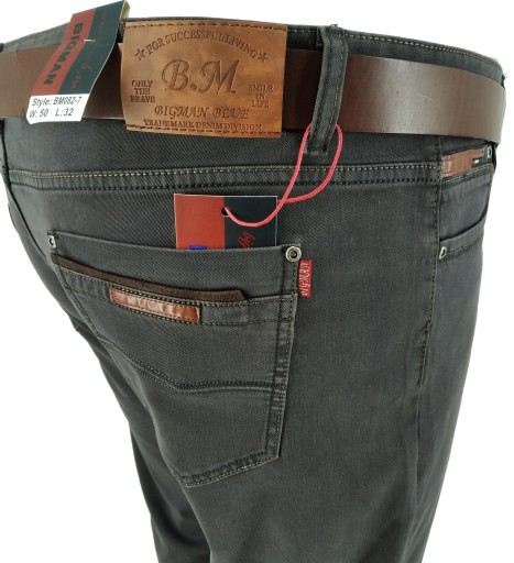 SPODNIE MĘSKIE JEANS GRAFIT BM082 W47 123-127 CM