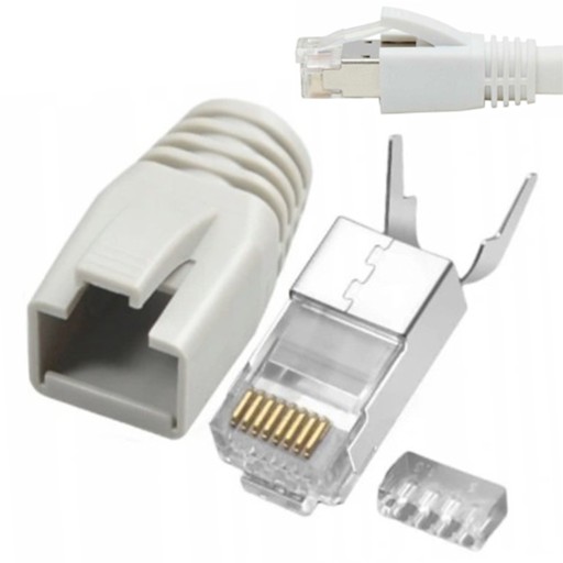 12x WTYKI EKRANOWANE STP FTP RJ45 KAT6A KAT.7 PASS THROUGH POZŁACANE 10Gb/s