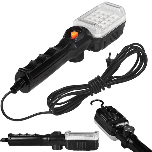 LAMPA WARSZTATOWA 230V 12W Z PRZEWODEM HAK / MAGNES NA KABLU 5M LATARKA