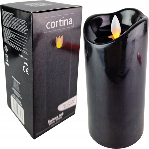 Świeca LED Ruchomy Płomień 15 cm GRUBA czarna 15/23/WAX-Black