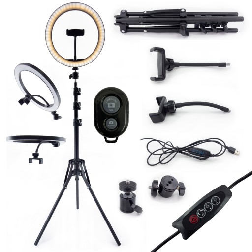 LAMPA PIERŚCIENIOWA LED 26cm STATYW ZDJĘCIA STREAM