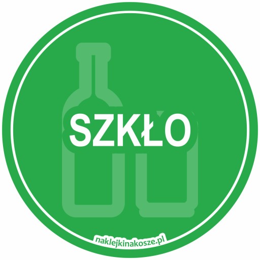 NAKLEJKA NA KOSZ szkło ZIELONA okrągła ODPADY