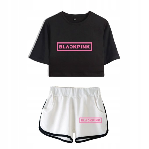 KOMPLET DRES BLACKPINK SZORTY T-SHIRT FITNESS