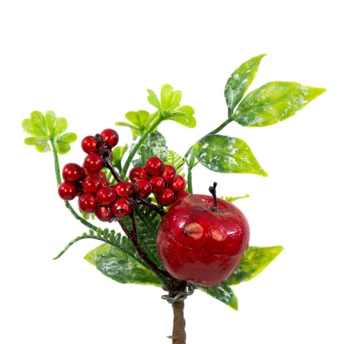 GAŁĄZKA ŚWIĄTECZNA JAGÓDKI JABŁKO CZERWONE 18 CM