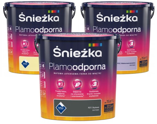 FARBA ŚNIEŻKA PLAMOODPORNA MATOWA ŚCIAN 2,5L MIX