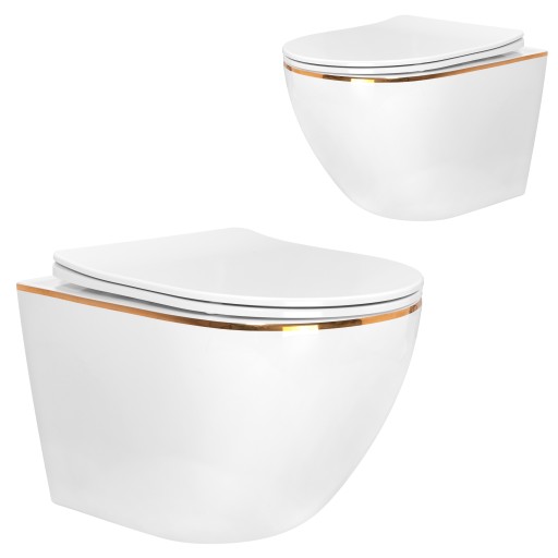 MISKA WC WISZĄCA CARLO MINI RIMLESS GOLD EDGE MISKA WC BEZKOŁNIERZA REA