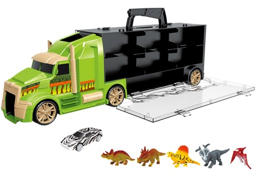 DINO TIR CIĘŻARÓWKA TRANSPORTOWA 5x DINOZAUR+AUTKO