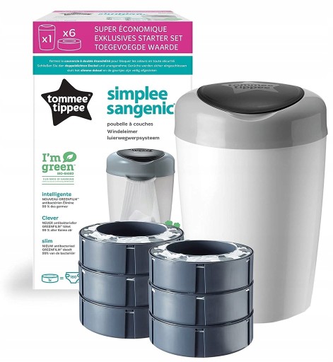 TOMMEE TIPPEE KOSZ NA PIELUCHY SIMPLEE + 3 WKŁADY