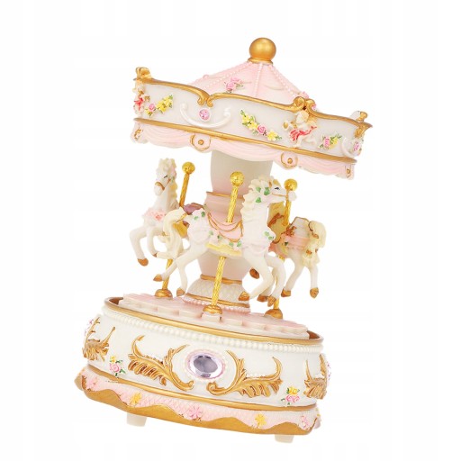 Mini Carousel Clockwork Music Box Kolorowe LED