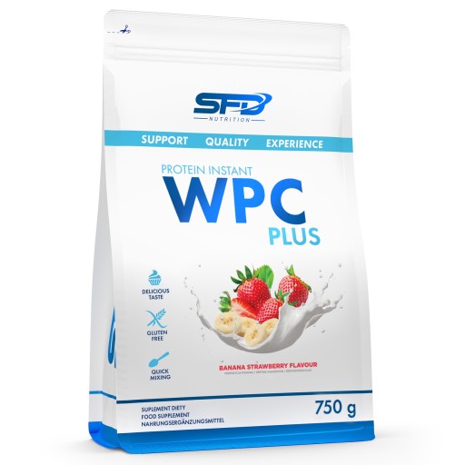 SFD WPC PROTEIN PLUS 750g TRUSKAWKA-BANAN BIAŁKO MASA MIĘŚNIE REGENERACJA