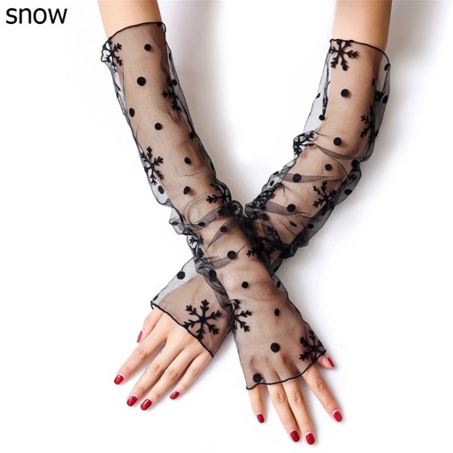 New Ultra-Thin Elasticity Tulle Mesh Gloves Elegant Women Sexy Black
