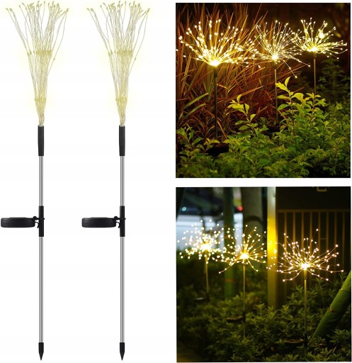 2x solarne światła fajerwerków lampy ogrodowe LED