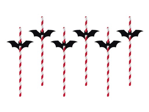 Zestaw Papierowych Słomek Nietoperze na Halloween BAL Karnawał