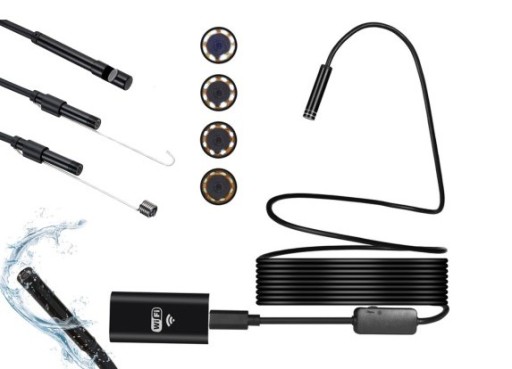 ENDOSKOP KAMERA INSPEKCYJNA WIFI USB HD 8mm 5m