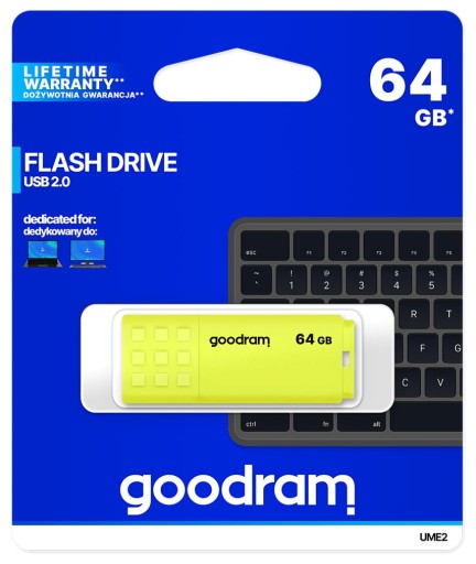 Pendrive GOODRAM 64GB UME2 USB 2.0 Żółty
