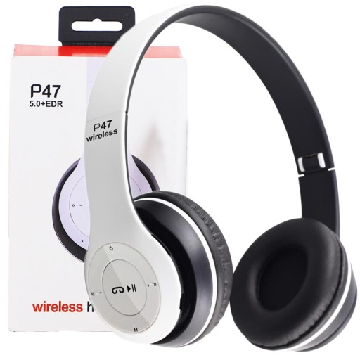 SŁUCHAWKI BEZPRZEWODOWE P47 BLUETOOTH MIKROFON MP3