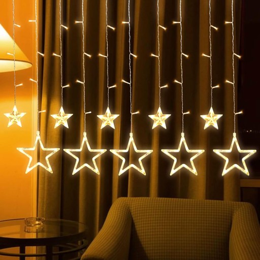 GIRLANDA ŚWIETLNA KURTYNA Z GWIAZDKAMI LED LAMPKI 2.5M
