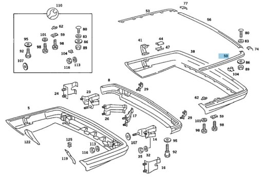 Listwa zderzaka A1268852574 Mercedes W126