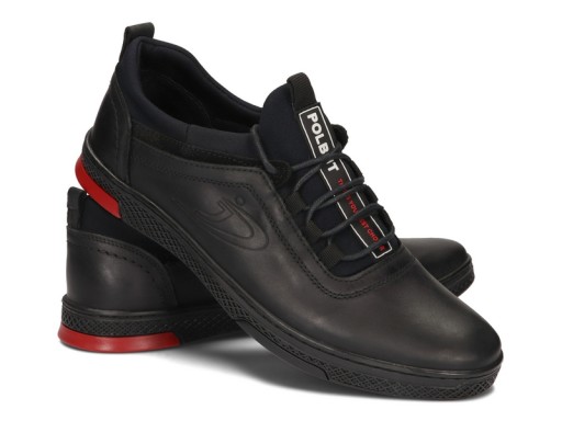 Buty Męskie Półbuty Skórzane Casual Czarne Skóra K-24 Rozmiar 46