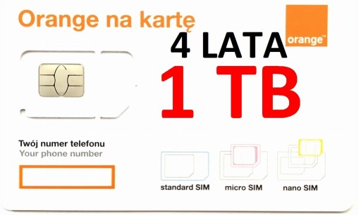 INTERNET NA KARTĘ STARTER ORANGE FREE SIM E-SIM 4 LATA 1000 GB
