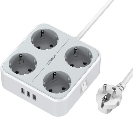 LISTWA ZASILAJĄCA 4 WTYCZKI 3X USB DO DOMU BIURA