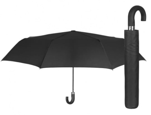 Parasol męski z zagiętą rączką czarny składany pokrowiec Basic Perletti