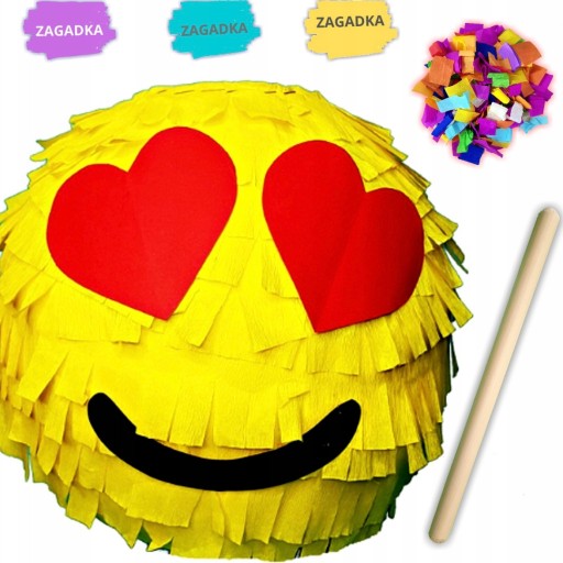 PINIATA EMOTKA Z SERDUSZKAMI PINATA NA URODZINY