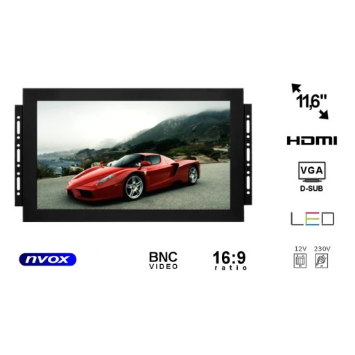 Monitor open frame ips led 12cali z wejściem vga hdmi bnc av