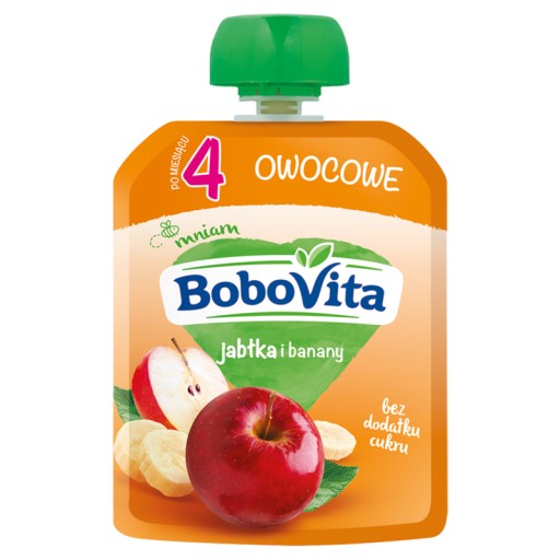 BOBOVITA Mus Jabłka z bananami 80g Data ważności 15.08.24r.