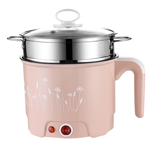 Elektryczny, wielofunkcyjny mini garnek Hot Pot Mini z parowarem, różowy