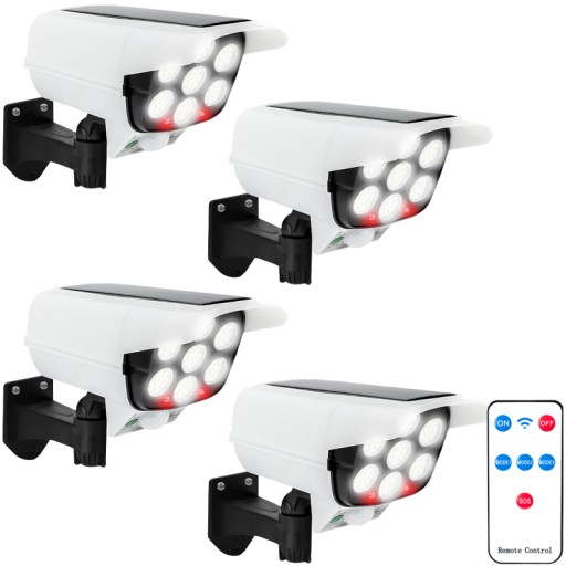 4x ATRAPA KAMERY Z PANELEM SOLARNYM ZEWNĘTRZNA Z CZUJNIKIEM RUCHU DIODĄ LED