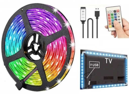 Taśma RGB do podświetlenia Telewizora 2m USB Pilot