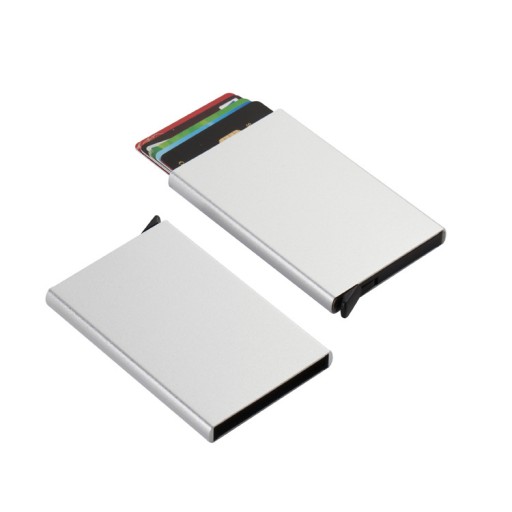 Portfel Aluminium Metalowe Etui na Karty Kredytowe RFID - Srebrny