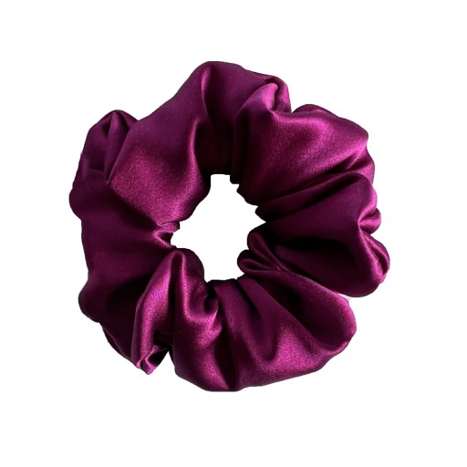 Jedwabna gumka do włosów scrunchie frotka Fuksja