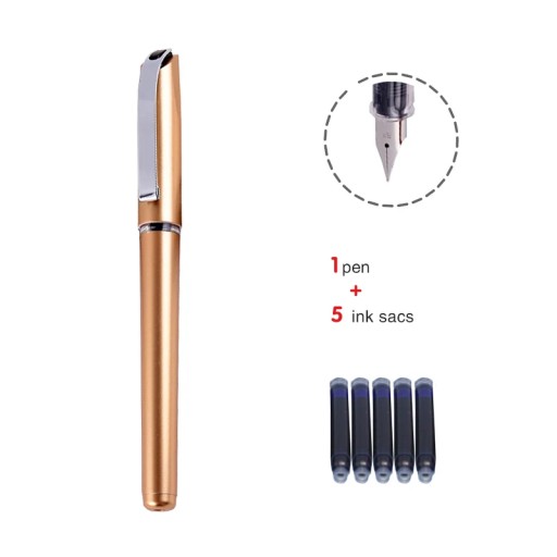 1 Pen 5 Ink Sacs Simple Color Pen Student Calligraphy Practice Pen