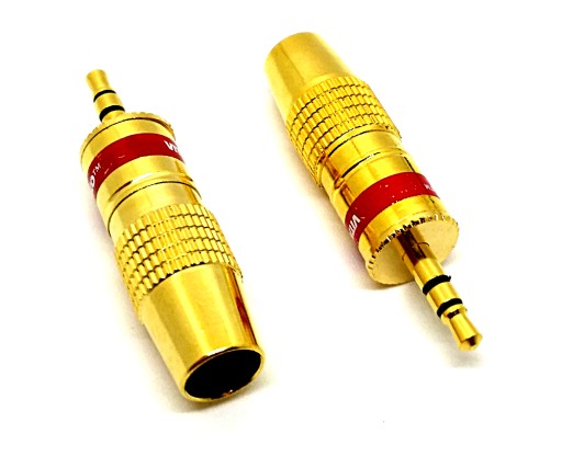 Wtyk mały JACK 3,5mm STEREO na kabel złoty 8mm
