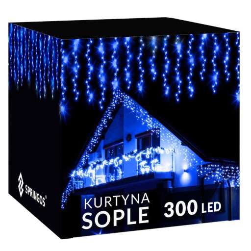 LAMPKI SOPLE 300 LED ZEWNĘTRZNE CHOINKOWE FLASH KURTYNA GIRLANDA ŚWIETLNA