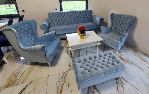 ZESTAW WYPOCZYNKOWY SKANDYNAWSKI SOFA +2 FOTELE + PODNÓŻEK