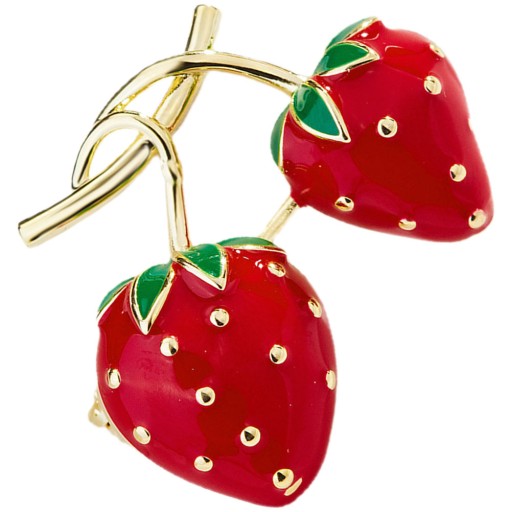 Ga-Strawberry Brooch Metal Decor Shawl
