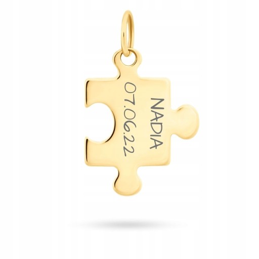 ZŁOTA ZAWIESZKA WISIOREK PUZZELEK 585 Z GRAWEREM