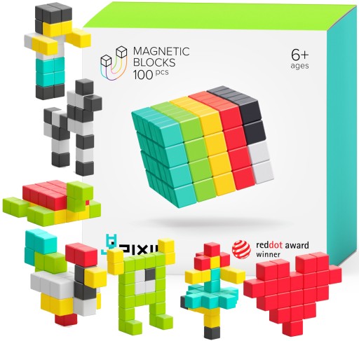 PIXIO KLOCKI MAGNETYCZNE 100 SZTUK DESIGN SERIES