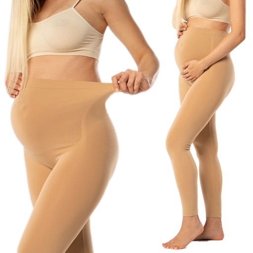 LEGGINSY CIĄŻOWE BEZSZWOWE LEGINSY SPODNIE ZŁOTE