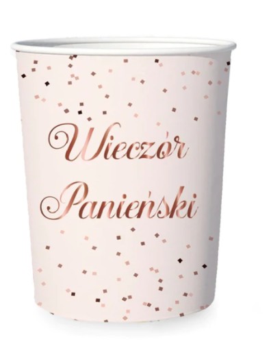 KUBECZKI papierowe WIECZÓR PANIEŃSKI Różowe 6szt