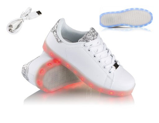 BUTY LED BIAŁE SWIECACE NA 7 KOL DAMSKIE SNEAKRESY PODŚWIETLANE LEDOWE r.38