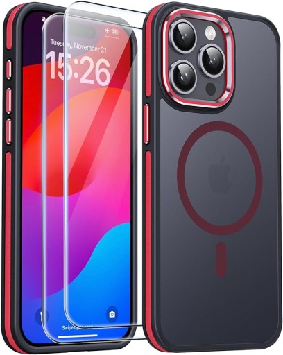 ETUI MAGNETYCZNE + 2 X SZKŁO DO IPHONE 15 PRO MAX 6,7