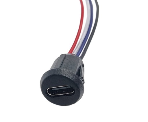 Gniazdo USB-C okrągłe 4 przewody do obudowy