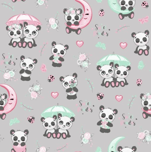 Pielucha Flanelowa 60x80 Panda Szara