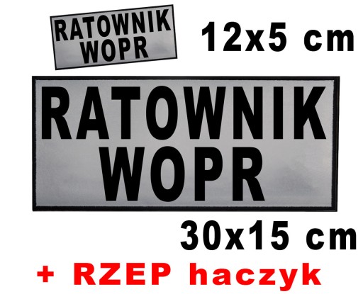 RATOWNIK WOPR - 2 naszywki emblematy odblaskowe 12x5cm, 30x15cm RZEP