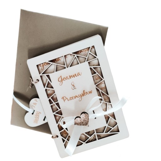 Pamiątka Ślub Kartka Drewno prezent PERSONALIZACJA